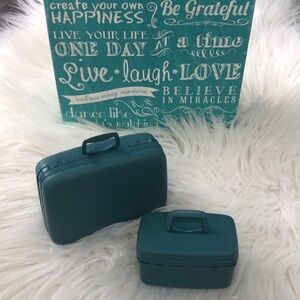 Vintage Barbie Accessories 1960's Mattel Luggage 2 pc BLUE Samsonite Suitcases